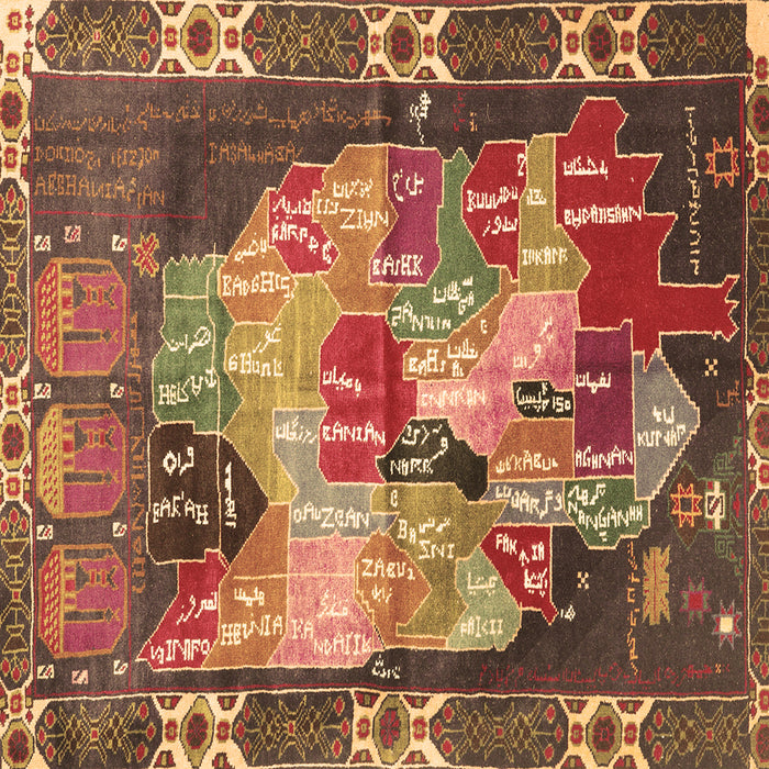 Square Machine Washable Persian Brown Traditional Rug, wshtr2390brn