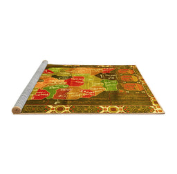 Sideview of Machine Washable Persian Yellow Traditional Rug, wshtr2390yw
