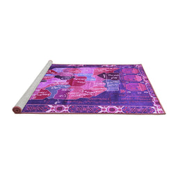 Sideview of Machine Washable Persian Purple Traditional Area Rugs, wshtr2390pur