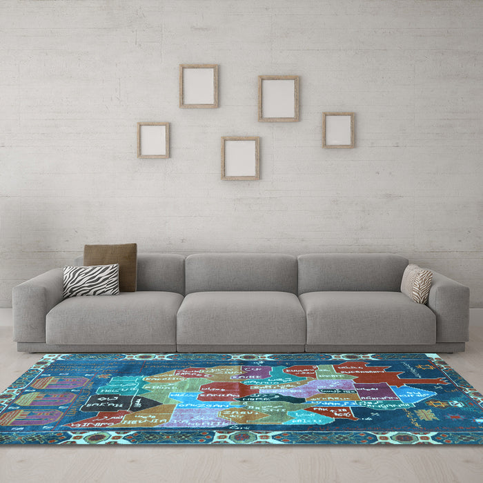 Machine Washable Persian Light Blue Traditional Rug in a Living Room, wshtr2390lblu