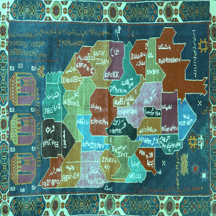 Square Persian Turquoise Traditional Rug, tr2390turq