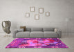 Machine Washable Persian Pink Traditional Rug in a Living Room, wshtr2390pnk