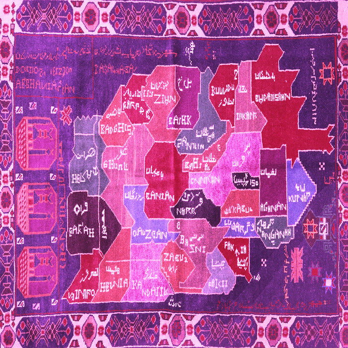 Square Machine Washable Persian Pink Traditional Rug, wshtr2390pnk