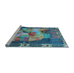 Sideview of Machine Washable Persian Light Blue Traditional Rug, wshtr2390lblu