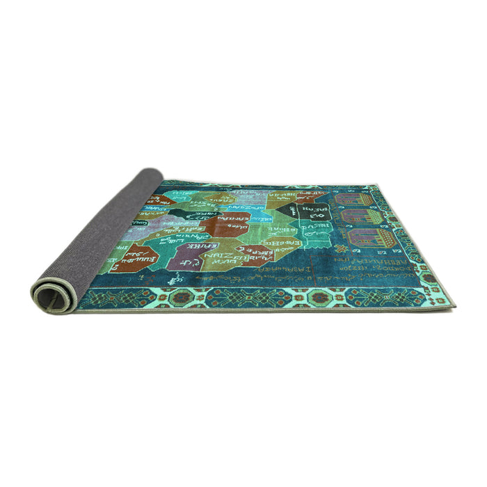 Sideview of Persian Turquoise Traditional Rug, tr2390turq