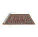 Sideview of Machine Washable Traditional Vermilion Red Rug, wshtr2391