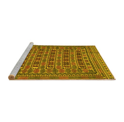 Sideview of Machine Washable Persian Yellow Traditional Rug, wshtr2391yw