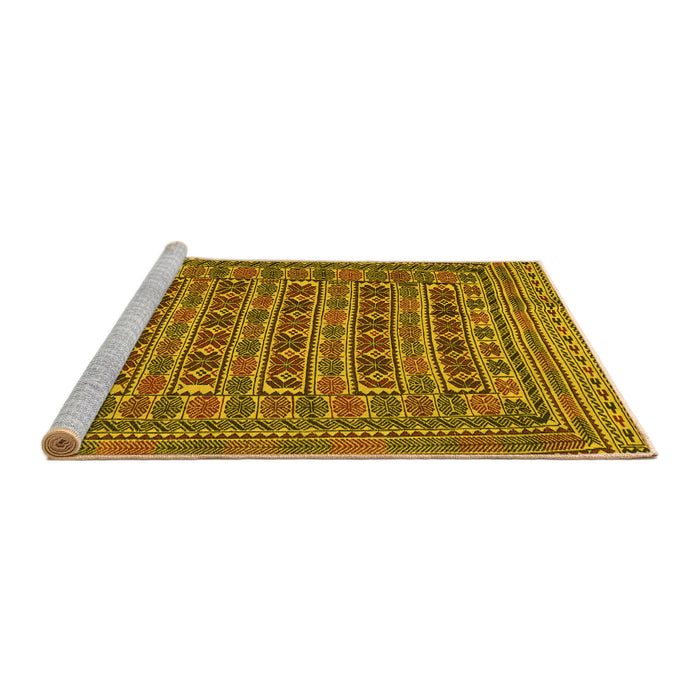 Sideview of Machine Washable Persian Yellow Traditional Rug, wshtr2391yw