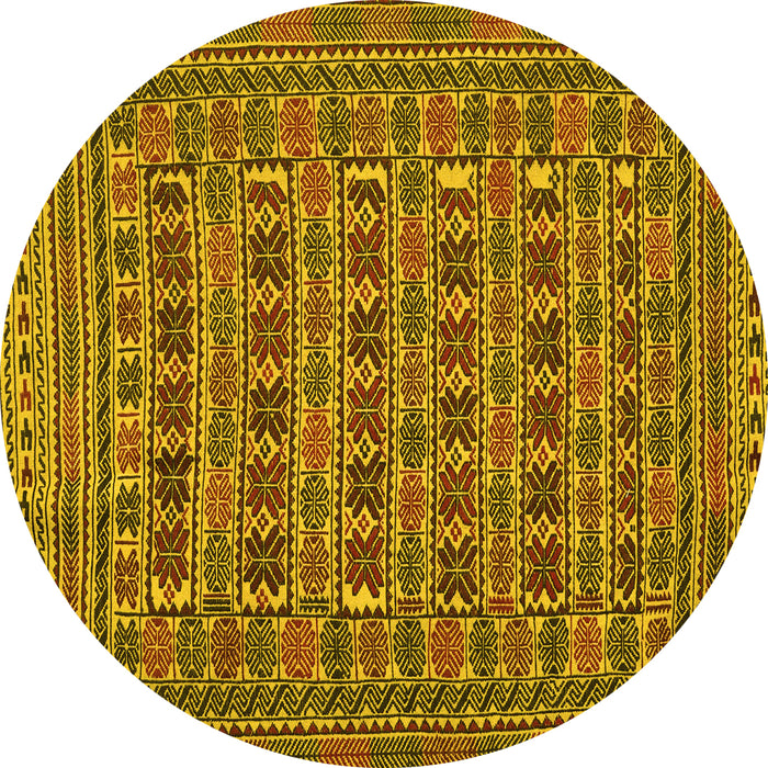 Round Machine Washable Persian Yellow Traditional Rug, wshtr2391yw