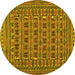 Round Machine Washable Persian Yellow Traditional Rug, wshtr2391yw