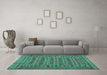 Machine Washable Persian Turquoise Traditional Area Rugs in a Living Room,, wshtr2391turq