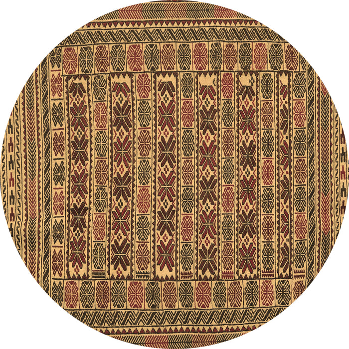 Round Persian Brown Traditional Rug, tr2391brn
