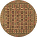 Round Persian Brown Traditional Rug, tr2391brn