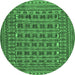 Round Persian Emerald Green Traditional Rug, tr2391emgrn