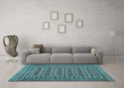 Machine Washable Persian Light Blue Traditional Rug in a Living Room, wshtr2391lblu