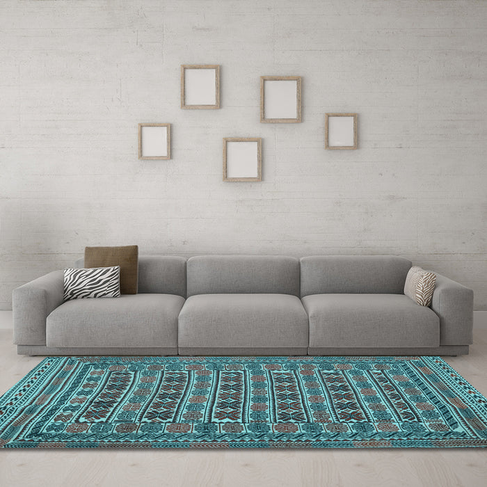 Machine Washable Persian Light Blue Traditional Rug in a Living Room, wshtr2391lblu
