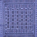 Square Machine Washable Persian Blue Traditional Rug, wshtr2391blu