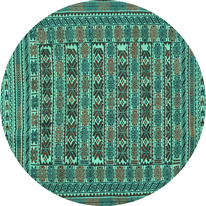 Round Machine Washable Persian Turquoise Traditional Area Rugs, wshtr2391turq
