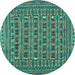 Round Persian Turquoise Traditional Rug, tr2391turq