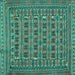 Square Machine Washable Persian Turquoise Traditional Area Rugs, wshtr2391turq