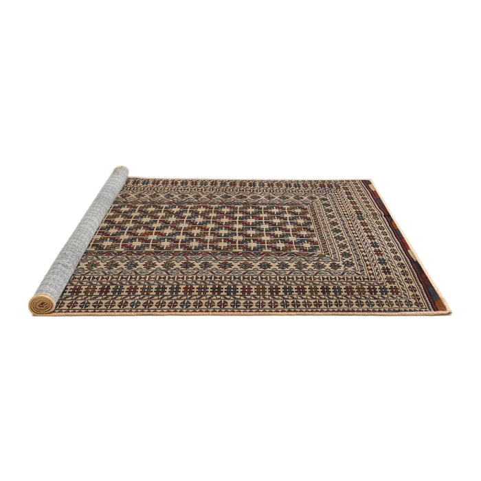 Sideview of Machine Washable Traditional Bakers Brown Rug, wshtr2392