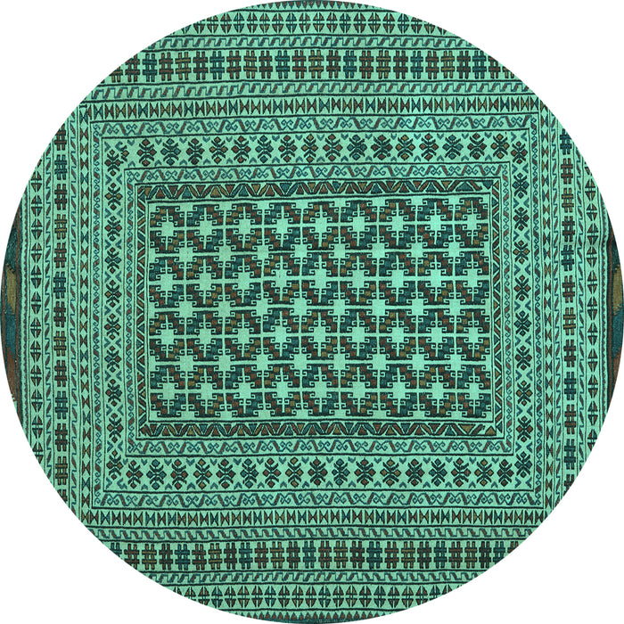 Round Machine Washable Persian Turquoise Traditional Area Rugs, wshtr2392turq