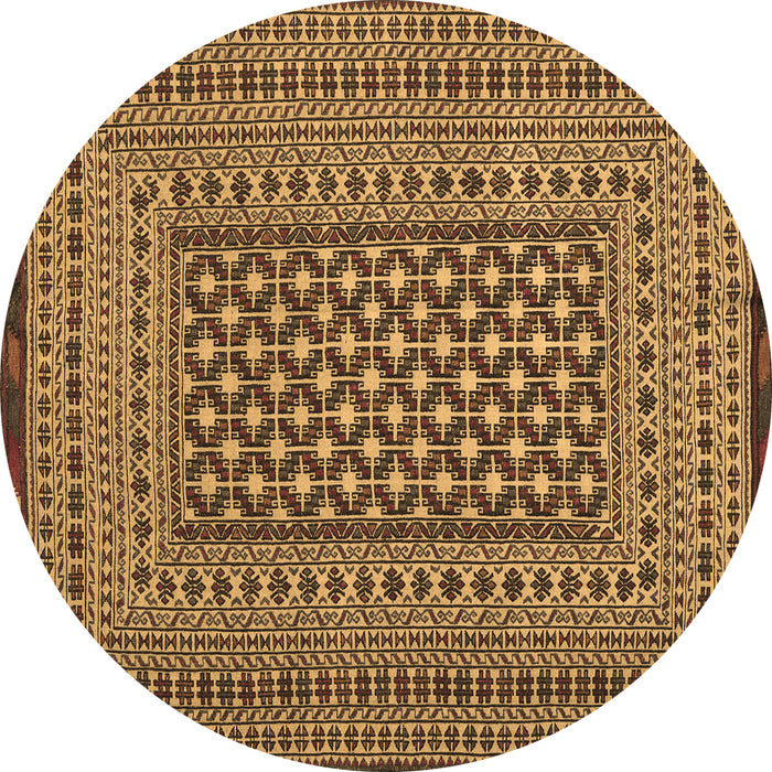 Round Persian Brown Traditional Rug, tr2392brn