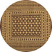 Round Persian Brown Traditional Rug, tr2392brn
