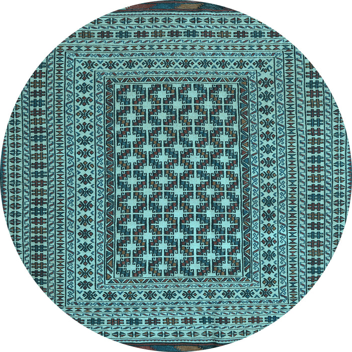 Round Machine Washable Persian Light Blue Traditional Rug, wshtr2392lblu