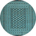 Round Machine Washable Persian Light Blue Traditional Rug, wshtr2392lblu