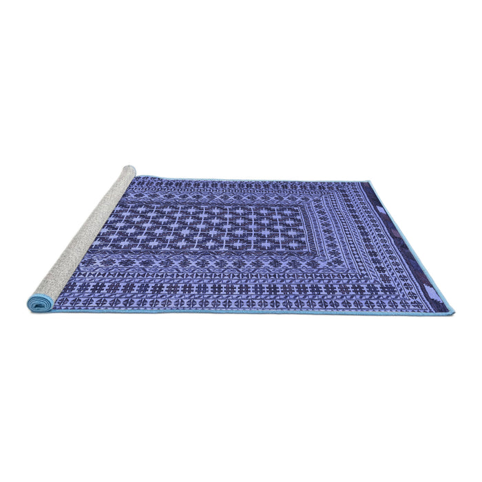 Sideview of Machine Washable Persian Blue Traditional Rug, wshtr2392blu