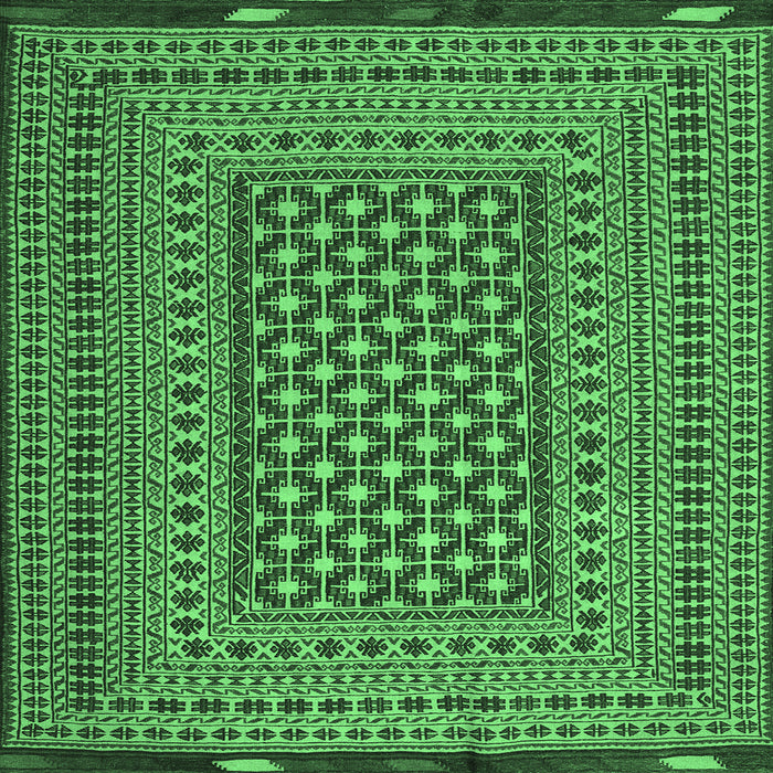 Square Machine Washable Persian Emerald Green Traditional Area Rugs, wshtr2392emgrn