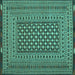 Square Machine Washable Persian Turquoise Traditional Area Rugs, wshtr2392turq