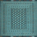 Square Machine Washable Persian Light Blue Traditional Rug, wshtr2392lblu