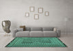 Machine Washable Persian Turquoise Traditional Area Rugs in a Living Room,, wshtr2392turq