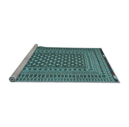 Sideview of Machine Washable Persian Light Blue Traditional Rug, wshtr2392lblu