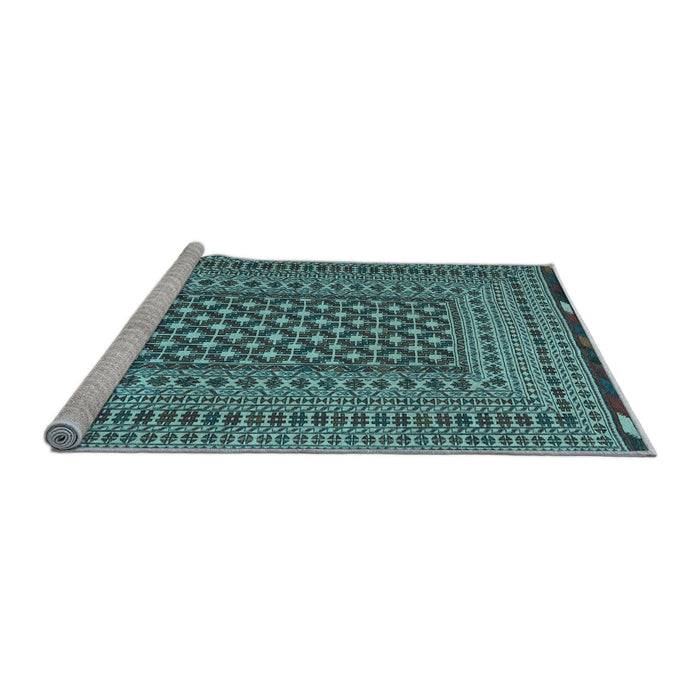 Sideview of Machine Washable Persian Light Blue Traditional Rug, wshtr2392lblu