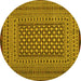 Round Machine Washable Persian Yellow Traditional Rug, wshtr2392yw