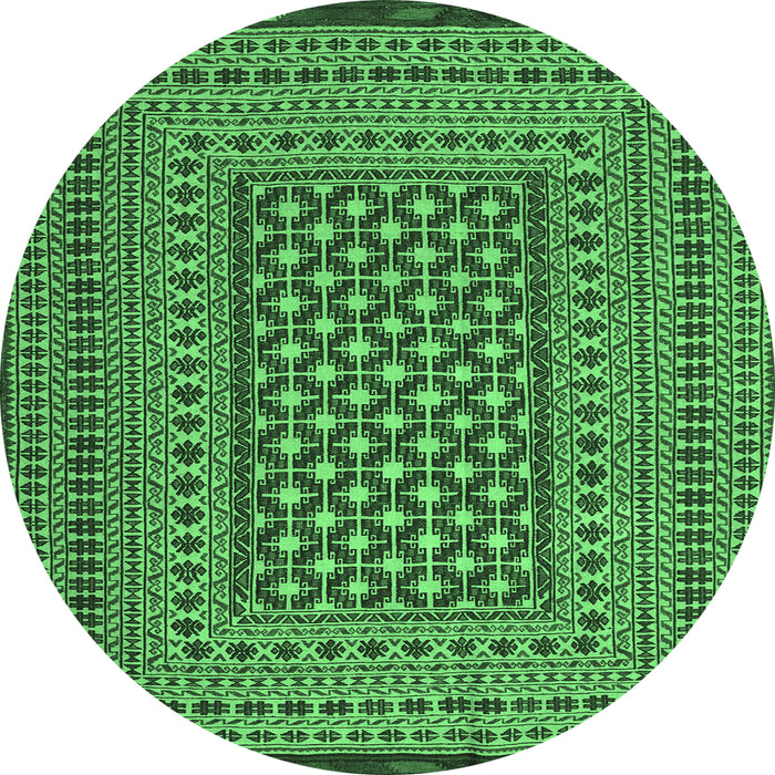 Round Persian Emerald Green Traditional Rug, tr2392emgrn