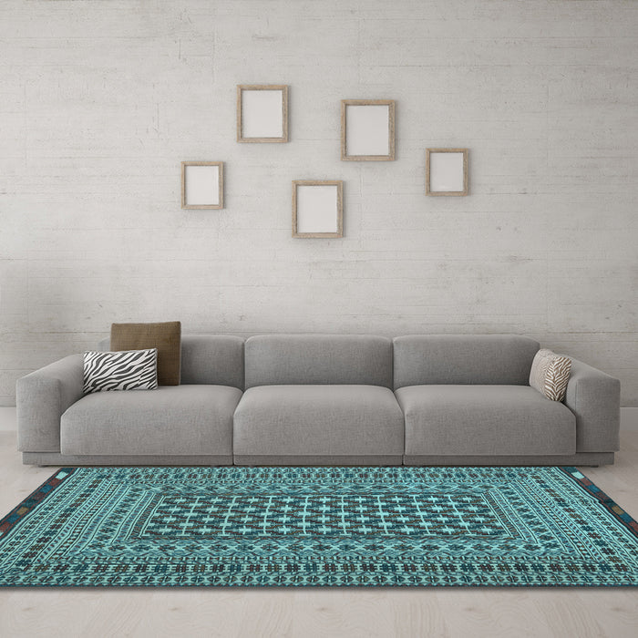 Machine Washable Persian Light Blue Traditional Rug in a Living Room, wshtr2392lblu