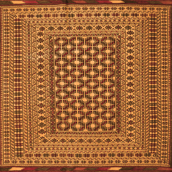 Round Machine Washable Persian Orange Traditional Area Rugs, wshtr2392org