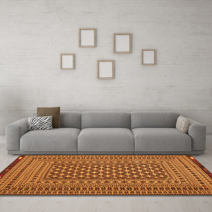 Machine Washable Persian Orange Traditional Area Rugs in a Living Room, wshtr2392org