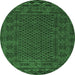 Round Machine Washable Persian Emerald Green Traditional Area Rugs, wshtr2393emgrn