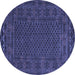 Round Machine Washable Persian Blue Traditional Rug, wshtr2393blu