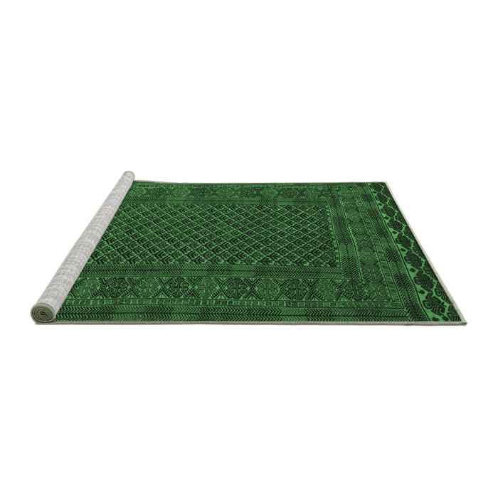 Sideview of Machine Washable Persian Emerald Green Traditional Area Rugs, wshtr2393emgrn