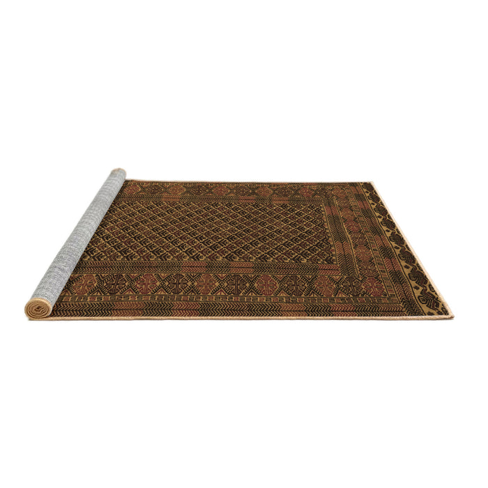 Sideview of Machine Washable Persian Brown Traditional Rug, wshtr2393brn