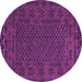 Round Machine Washable Persian Purple Traditional Area Rugs, wshtr2393pur