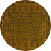 Round Machine Washable Persian Yellow Traditional Rug, wshtr2393yw