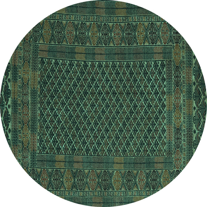 Round Persian Turquoise Traditional Rug, tr2393turq