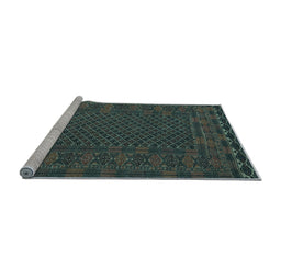 Sideview of Machine Washable Persian Light Blue Traditional Rug, wshtr2393lblu